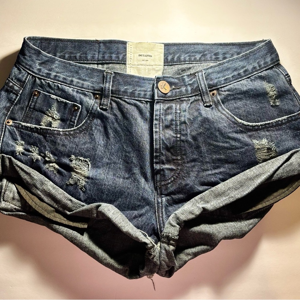 One Teaspoon Jean Shorts Distressed Cut-Off Style